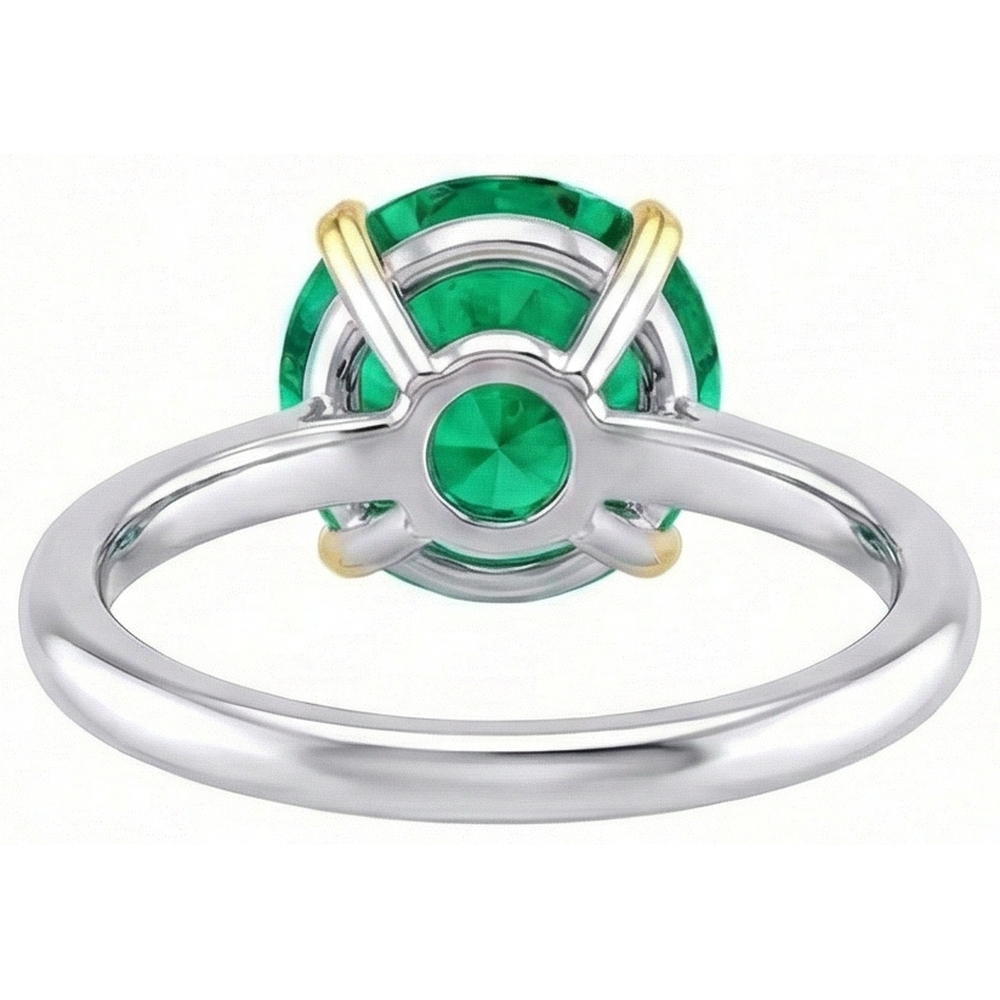 Emerald Gemstone Ring 4-ct Two-Tone 14K Gold – top view