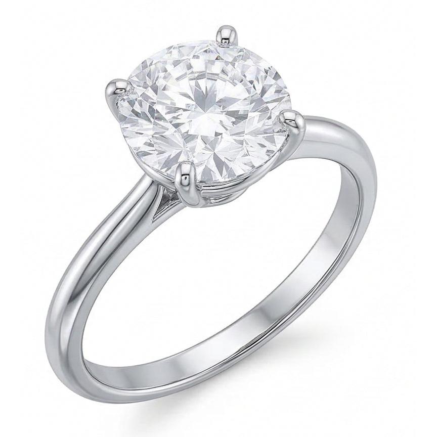 Round Solitaire 2 Carats Natural Earth Mined Diamond ( Not Lab Grown ) Engagement Ring White Gold 14K
