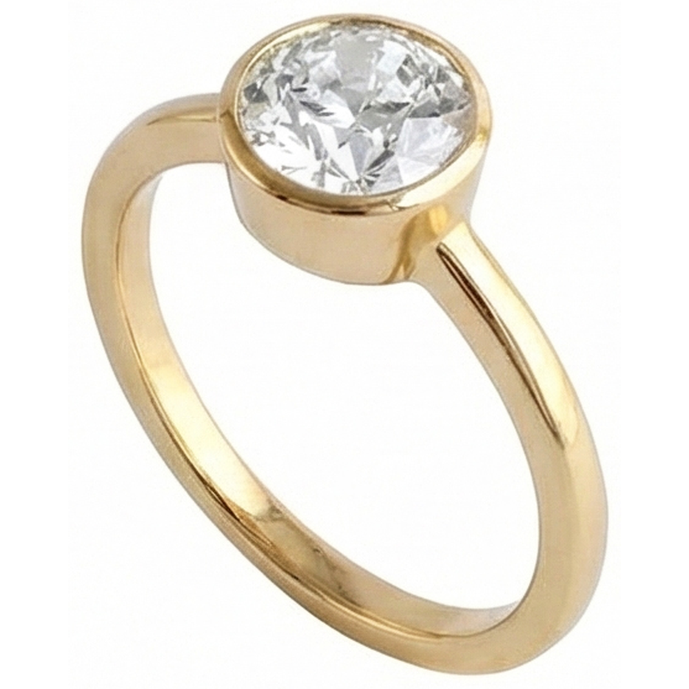 Round Solitaire Old Mine Cut Real Natural Earth Mined Diamond ( Not Lab Grown ) Ring Bezel Set 1.50 Carats