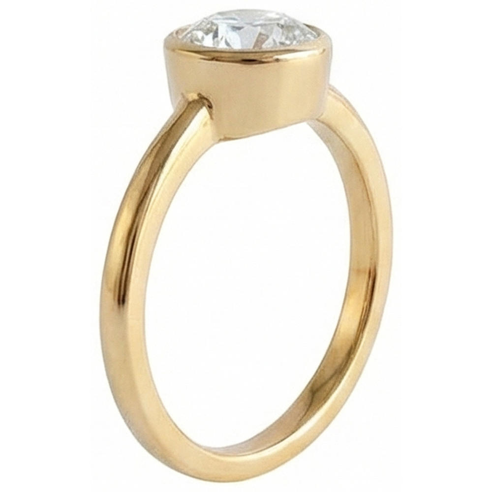 Round Solitaire Old Mine Cut Real Natural Earth Mined Diamond ( Not Lab Grown ) Ring Bezel Set 1.50 Carats
