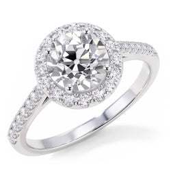 Round Solitaire Old Mine Cut Real Natural Earth Mined Diamond ( Not Lab Grown ) Ring With Accents 2.50 Carats