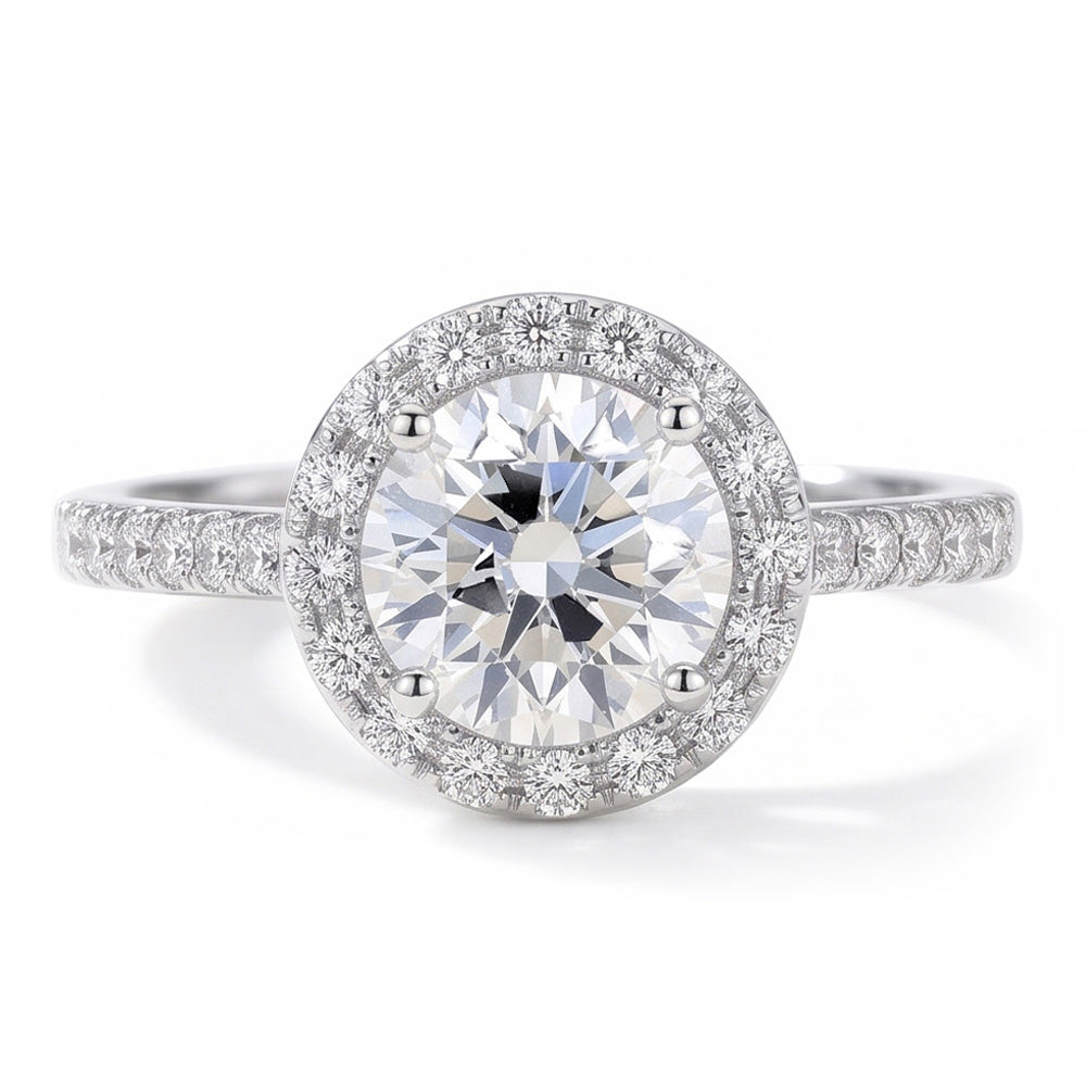 Round Solitaire Old Mine Cut Real Natural Earth Mined Diamond ( Not Lab Grown ) Ring With Accents 2.50 Carats