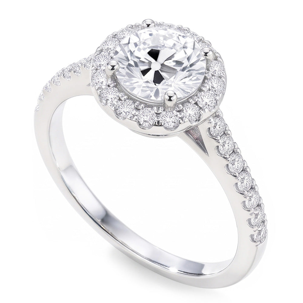Round Solitaire Old Mine Cut Real Natural Earth Mined Diamond ( Not Lab Grown ) Ring With Accents 2.50 Carats