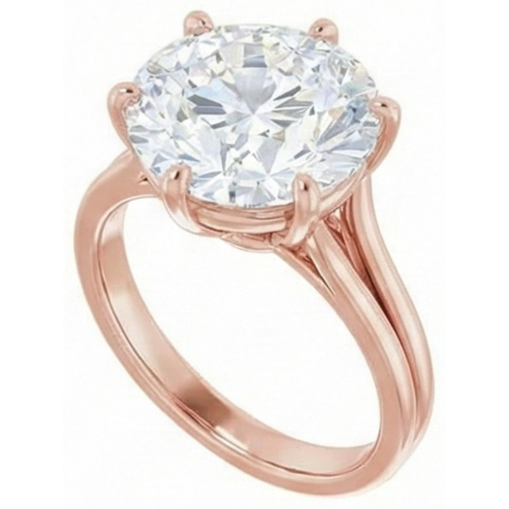 Round Solitaire Old Miner Natural Real Diamond ( Not Lab Grown ) Ring 6 Prong Set 6.50 Carats