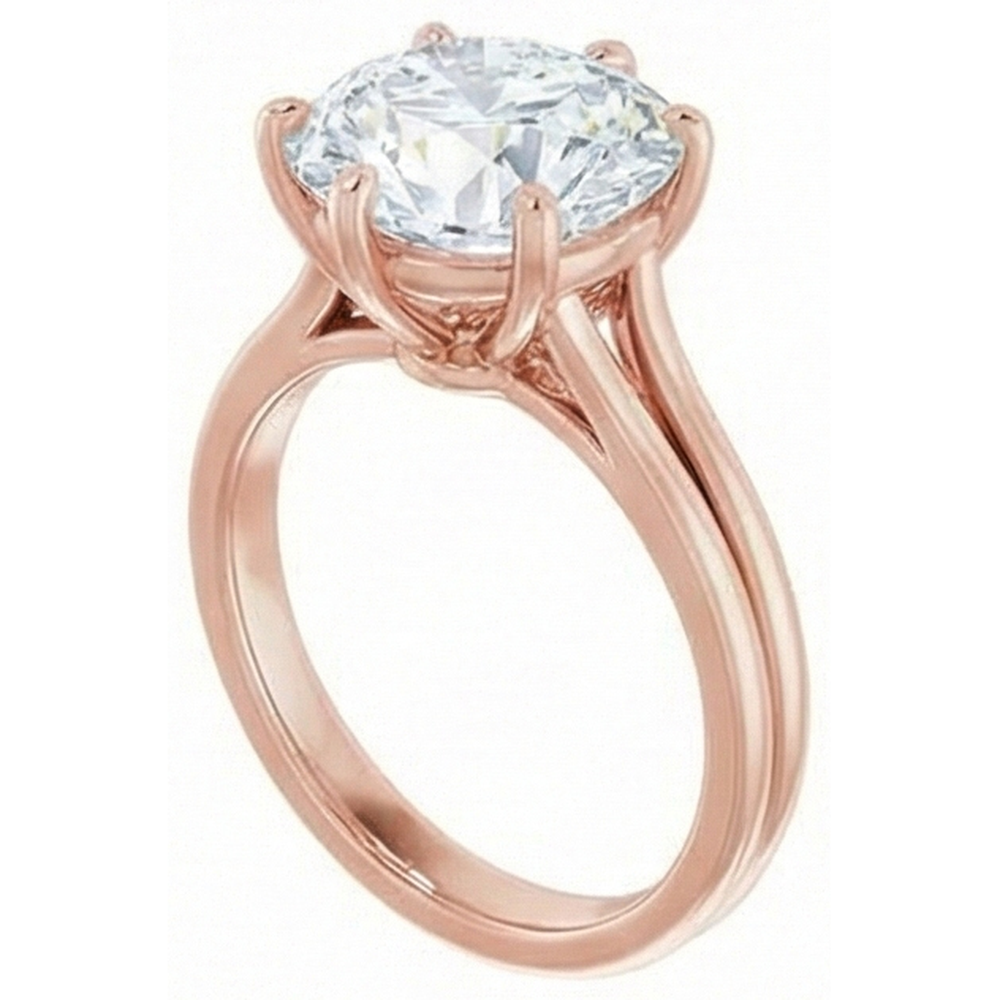 Round Solitaire Old Miner Natural Real Diamond ( Not Lab Grown ) Ring 6 Prong Set 6.50 Carats