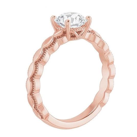 natural round diamond 2ct ring profile view