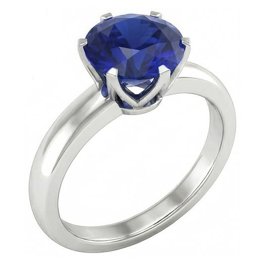 Round Solitaire Sapphire Mens Ring 3 Carats White Gold Jewelry