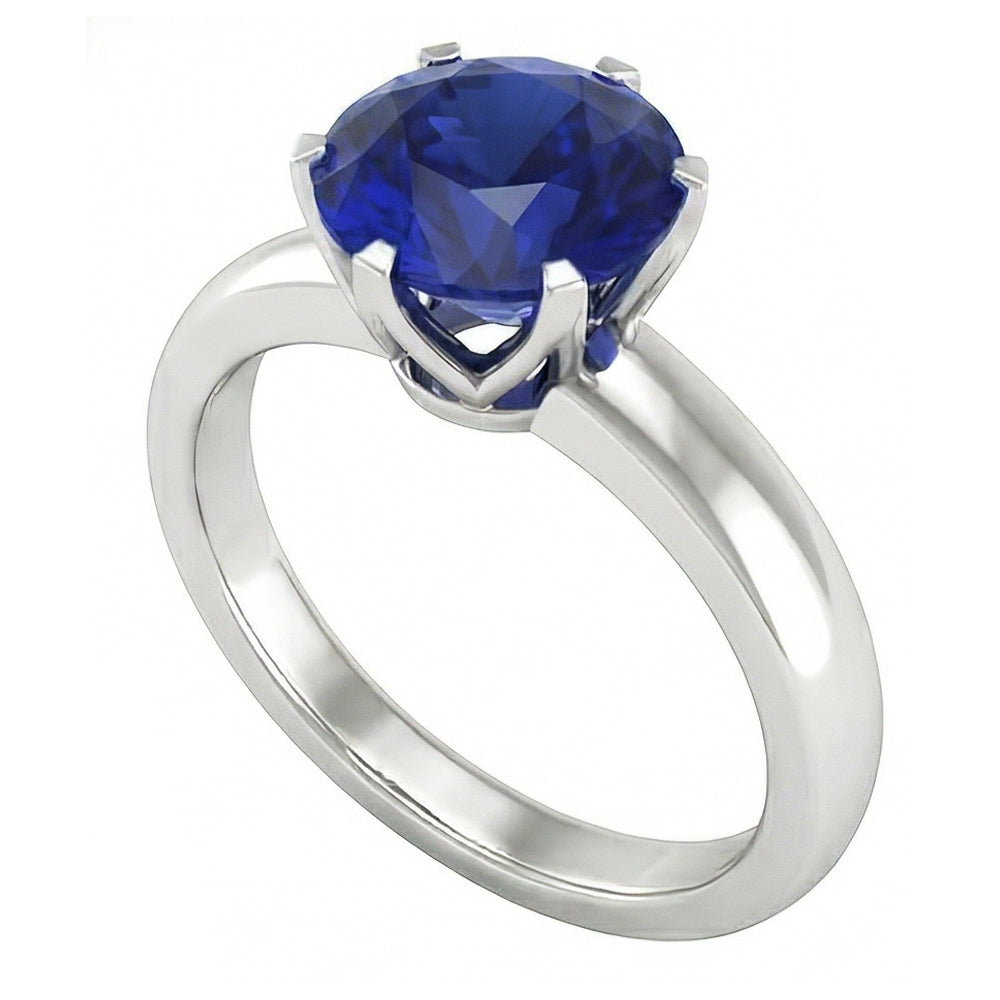 Round Solitaire Sapphire Mens Ring 3 Carats White Gold Jewelry