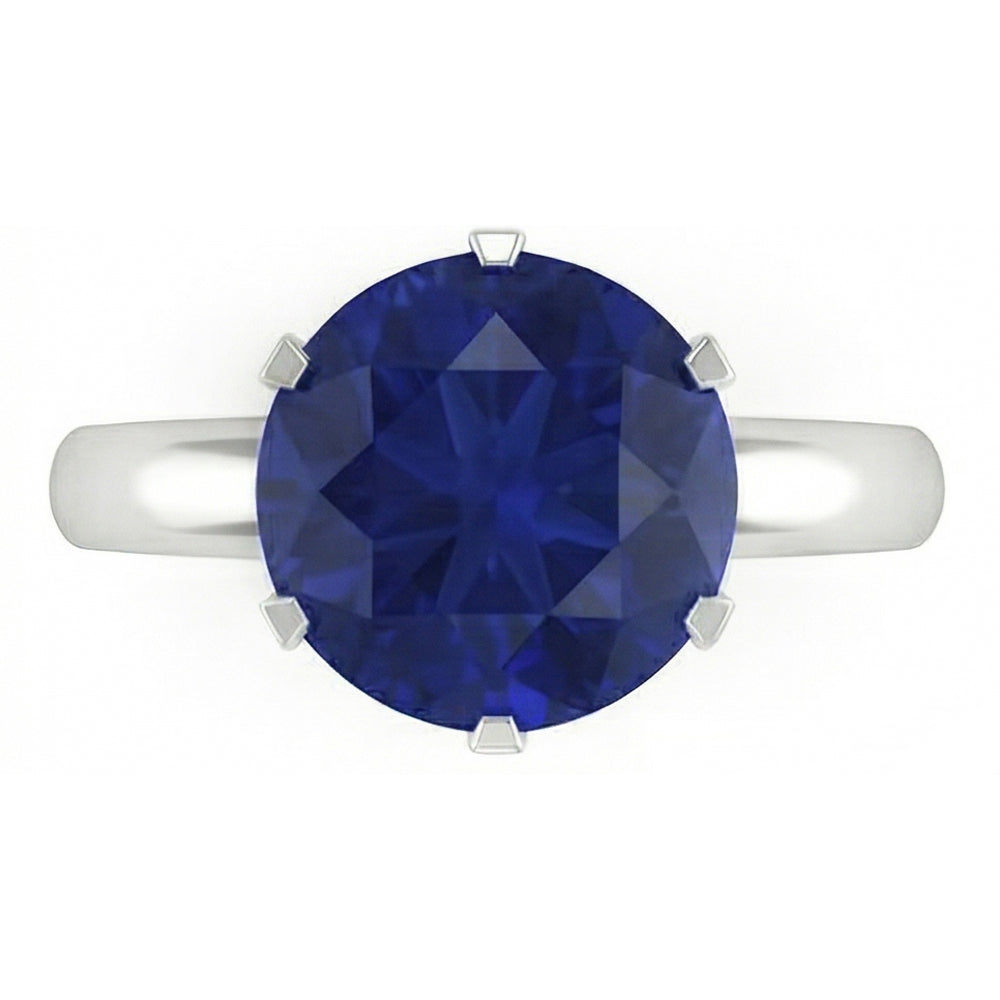 Round Solitaire Sapphire Mens Ring 3 Carats White Gold Jewelry