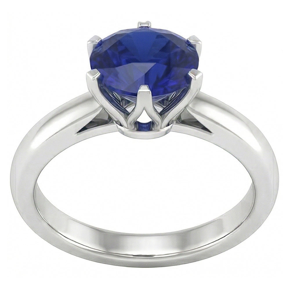 Round Solitaire Sapphire Mens Ring 3 Carats White Gold Jewelry