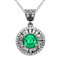 Vintage Colombian Emerald Stone Pendant Necklace 1 ct – 14 Karat