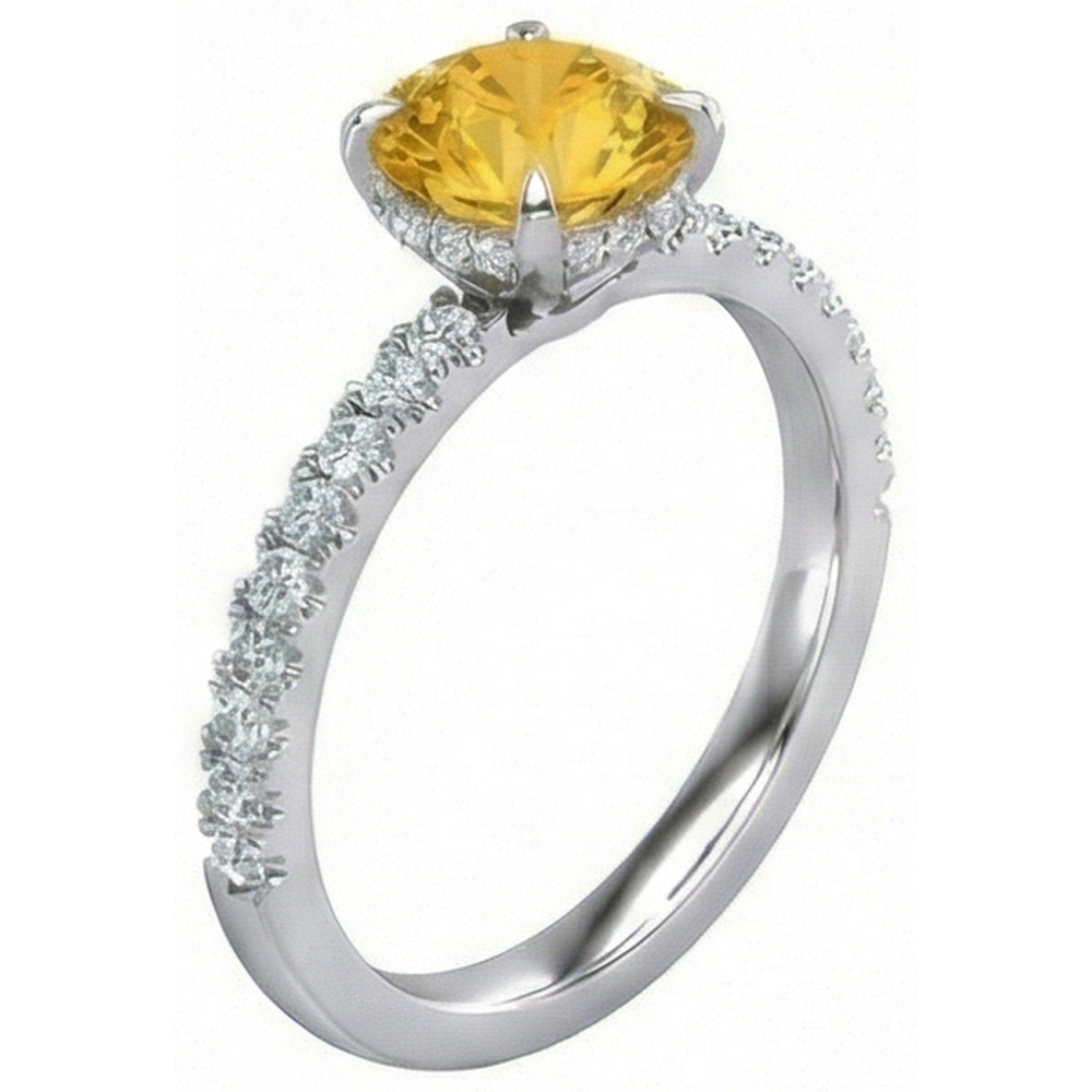 natural round sapphire 3.50ct ring profile view