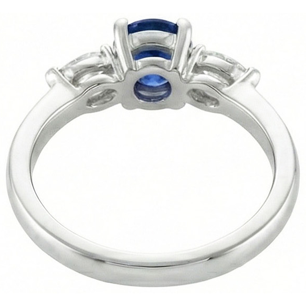 Round & Marquise Ceylon Blue Sapphire Natural Earth Mined Diamond ( Not Lab Grown ) s Ring White Gold 2.50 Ct