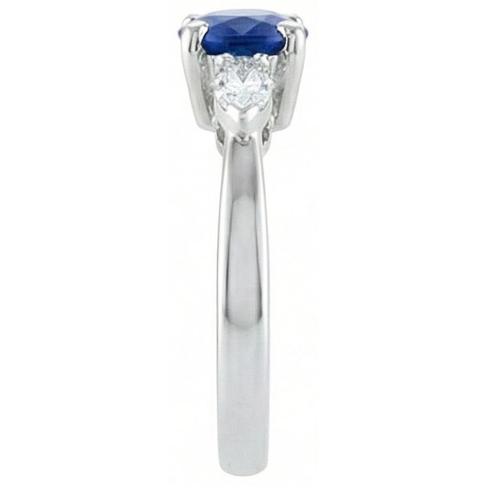 Round & Marquise Ceylon Blue Sapphire Natural Earth Mined Diamond ( Not Lab Grown ) s Ring White Gold 2.50 Ct