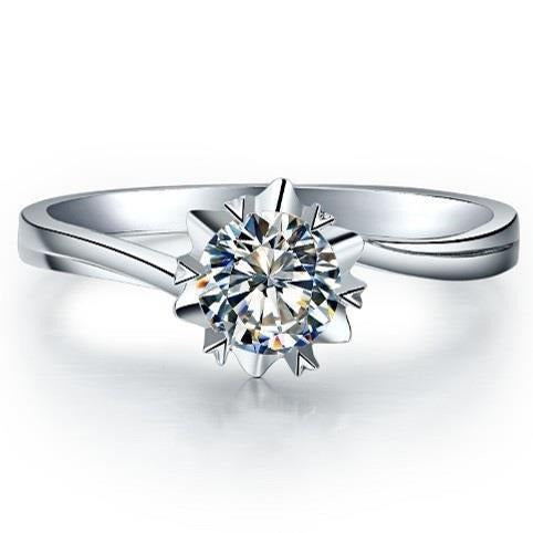 Round 0.75 Carat Solitaire Real Diamond Engagement Ring Gold White 14K - Solitaire Ring-harrychadent.ca