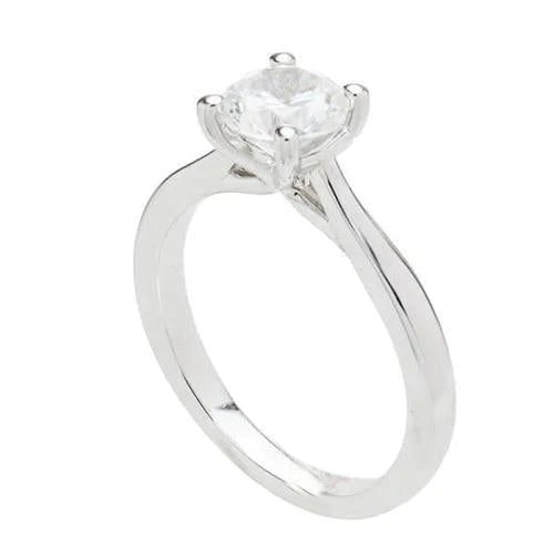 Round 1.50 Carat Genuine Diamond Engagement Solitaire Ring White Gold 14K