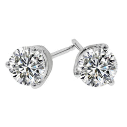 Round 2.00 Carats Genuine Diamonds Studs Earrings Gold White 14K