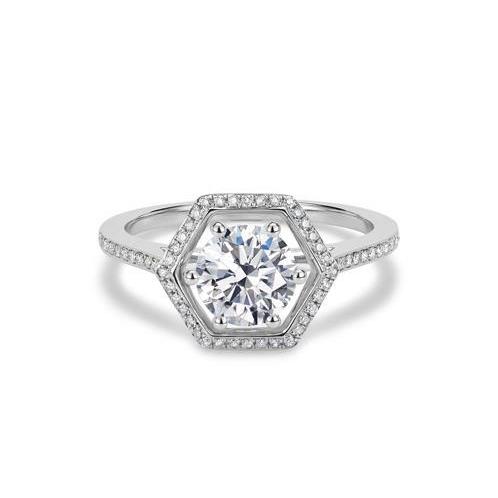 Round 2.56 Carats Real Diamond Engagement Ring Halo