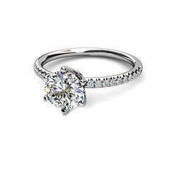 Round 2.70 Carats Genuine Diamond Solitaire With Accents Wedding Ring