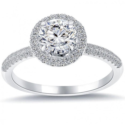 Round 2.90 Carats Real Diamond Engagement Halo Ring
