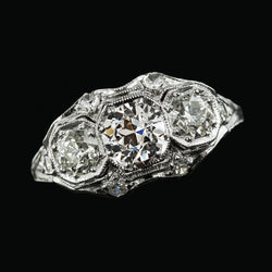 Round 3 Stone Style Old Mine Cut Real Natural Earth Mined Diamonds Jewelry 4.25 Carats
