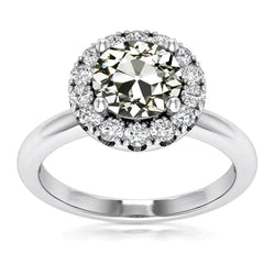 Round 4 Carat Halo Genuine Natural Earth Mined Diamond Ring