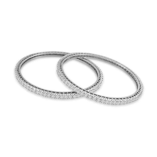 Round 4 Carats Natural Diamond Ladies Bangle Jewelry White Gold 14K