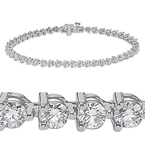 Round 5 Carats 3 Prong Set Real Diamond Tennis Bracelet Women Jewelry