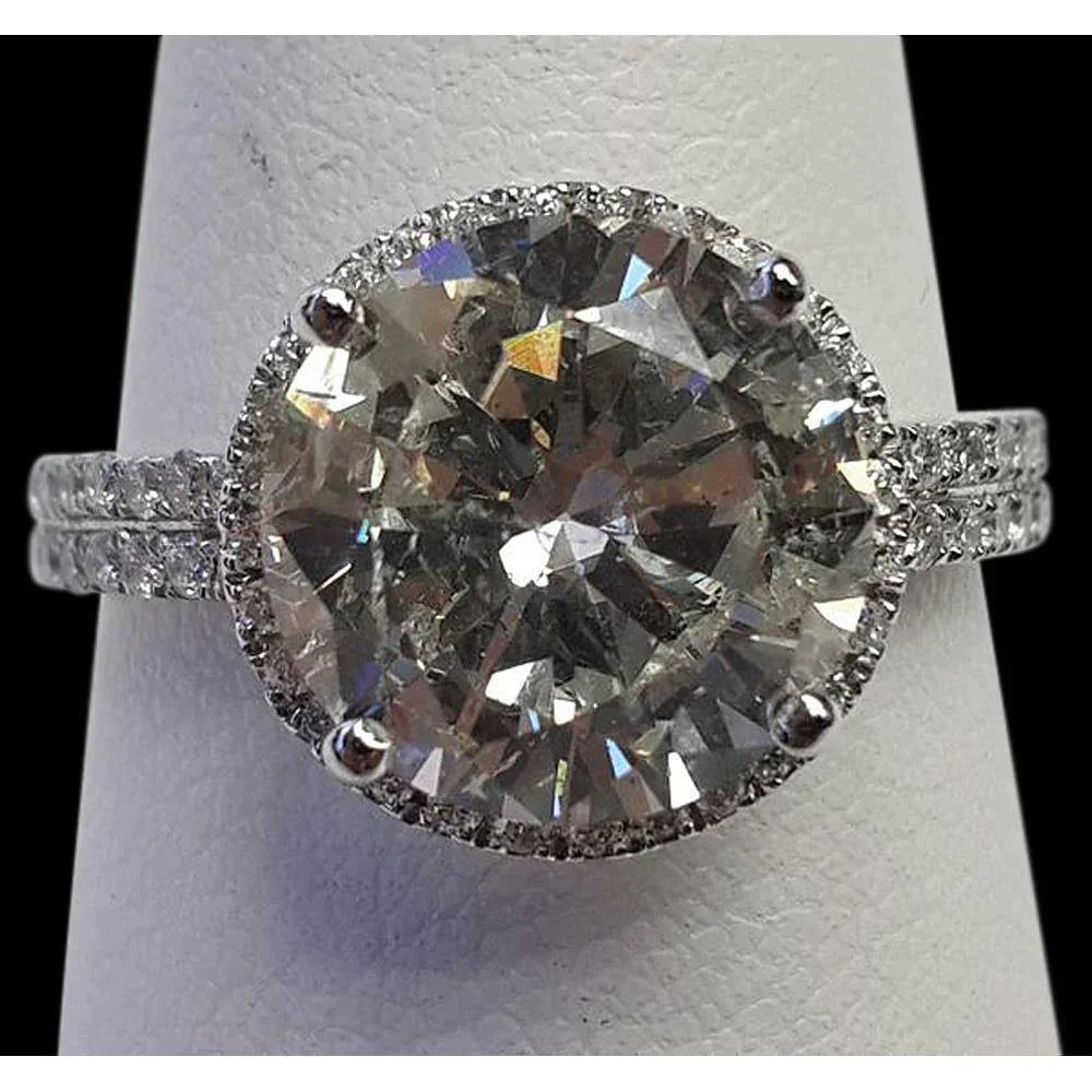 Round 7 Carat Halo Real Diamond Ring