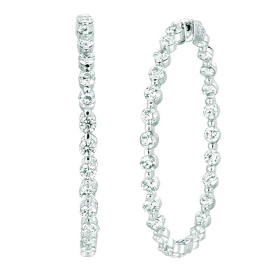 Round 8ct Genuine Diamond Earrings Hoops