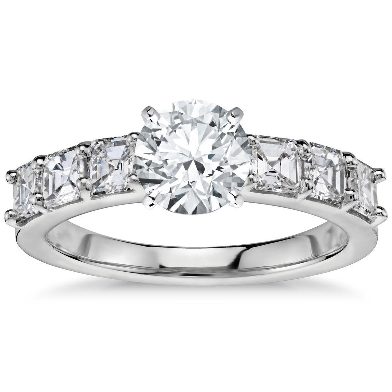 Round And Asscher Cut 4 Ct Genuine Diamonds Engagement Ring