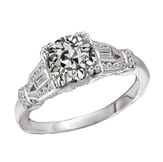 Authentic Diamond Solitaire Ring with Accents 1.50 ct 14K White Gold – main view