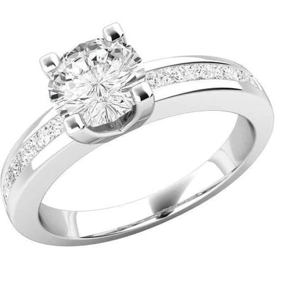 Round And Princess Cut 3.75 Ct Real Diamond Engagement Ring With Accents