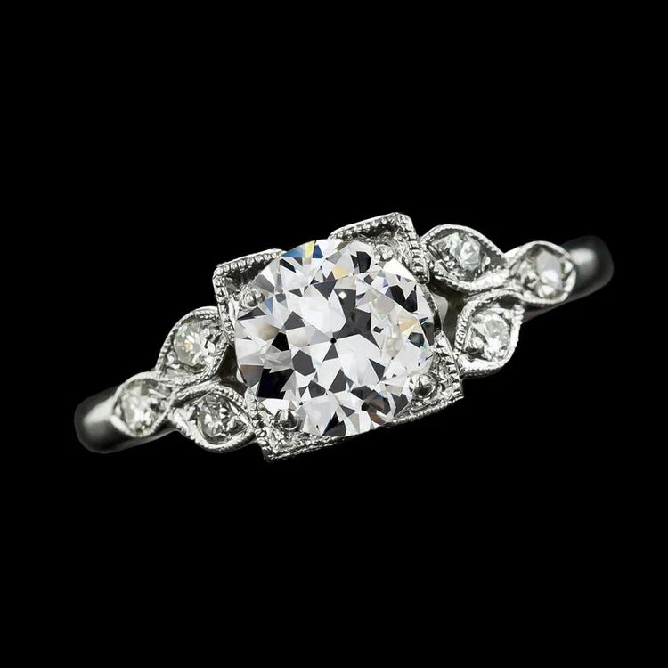 Round Anniversary Ring Old Mine Cut Real Diamonds Split Shank 3 Carats