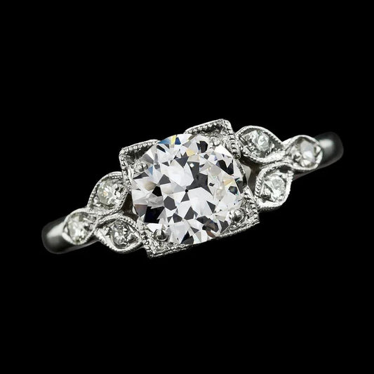 Round Anniversary Ring Old Mine Cut Real Diamonds Split Shank 3 Carats