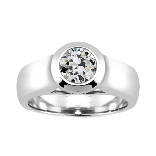 Old Mine Cut Diamond ring in 14K White Gold – main view