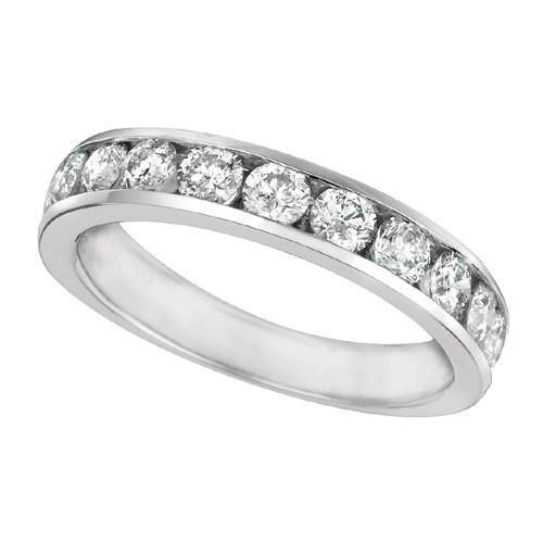 Round Brilliant 2.40 Carat Real Diamond Channel Set Band White Gold 14K