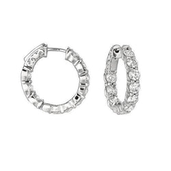 Round Brilliant 4 Carat Real Natural Earth Mined Diamond Earring 20 Pointer Hoop Jewelry WG 14K