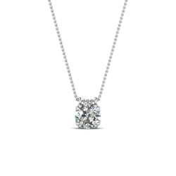 Round Brilliant Cut 1 Carat Natural Diamond Necklace Pendant 14K White Gold