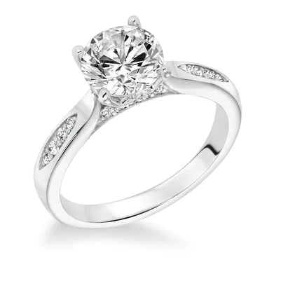 Round Brilliant Cut 2.95 Carats Real Diamond Ring With Accents White Gold