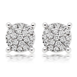 Round Brilliant Cut 3.80 Carats Real Diamond Women Stud Halo Earrings