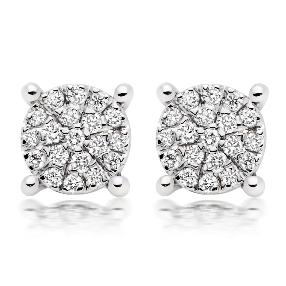 Round Brilliant Cut 3.80 Carats Real Diamond Women Stud Halo Earrings