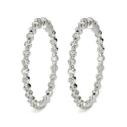 Round Brilliant Cut 4.50 Ct Natural Diamonds Ladies Hoop Earrings 14K Gold