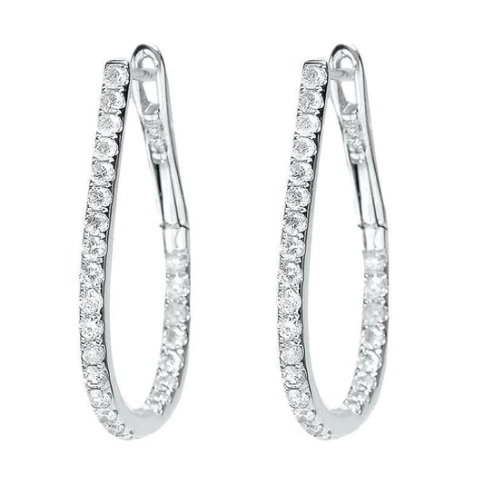 Round Brilliant Cut 4 Carats F Vvs1 Genuine Diamonds Hoop Earrings