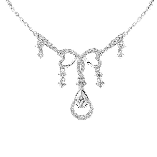 Round Brilliant Cut 5.00 Carats Real Diamonds Women Necklace White Gold 14K