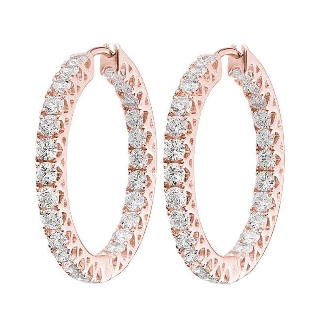 Round Brilliant Cut 5.60 Carats Genuine Diamonds Hoop Earrings Rose Gold