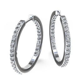 Round Brilliant Cut 5.80 Carats Real Diamonds Lady Hoop Earrings Gold 14K