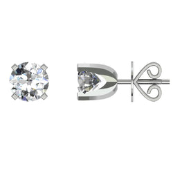 Round Brilliant Cut Four Prong Set 1.90 Ct Real Diamonds Studs Earrings