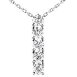 Round Brilliant Cut Genuine Diamond Five Stone Necklace Pendant 2.5 Ct. WG 14K