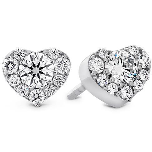 Round Brilliant Cut Halo Heart Style Real Diamond Stud Earring